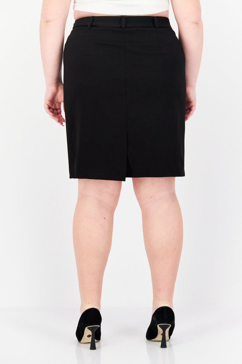Bar III Women Plus Size Solid Mini Skirt, Black - Image 3