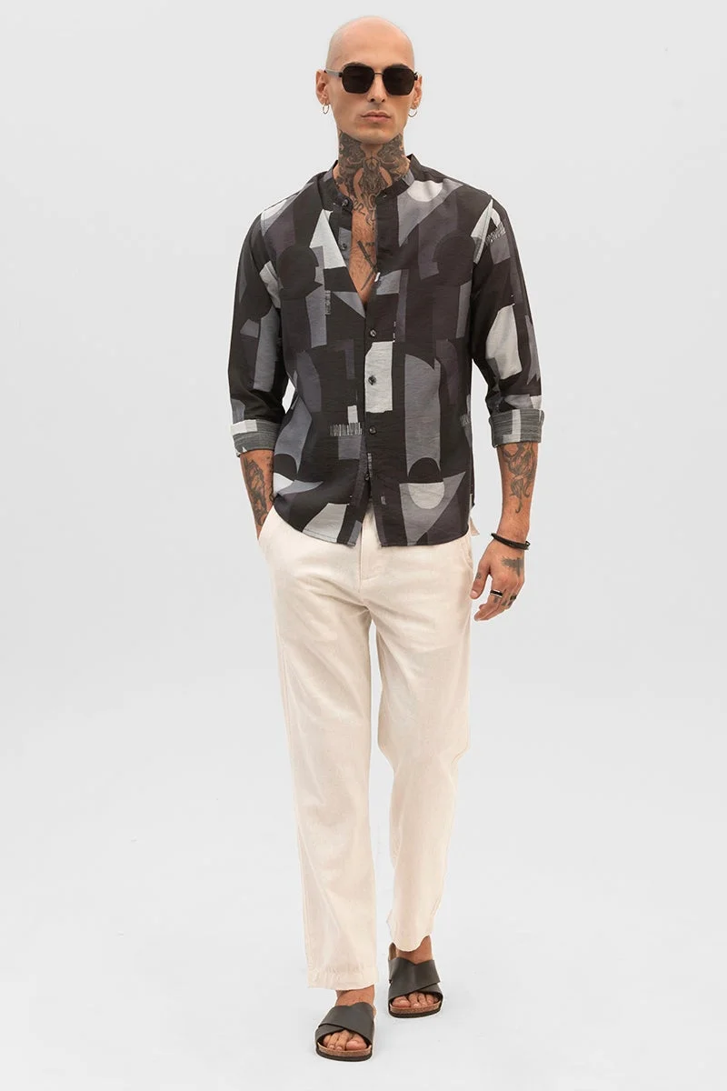 سنيتش قميص ماندرين أسود تجريدي