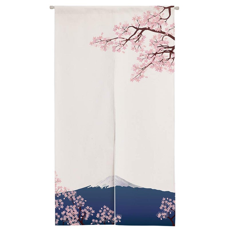 Ofat Home Ofat Home Japanese Doorway Curtain Noren Cherry Blossom Sakura and Mount Fuji Artistic Painting Tapestry for Wall Hanging Home Decor 335x 59 