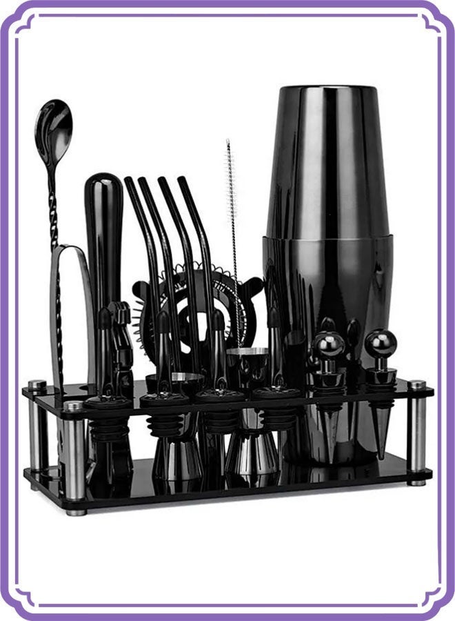 APEX 23-Piece Boston Cocktail Shaker Bar Set Gunmetal Plated Bartender Kit Cocktail Shaker Set Black Cocktail Kit with Mixology Bartender Kit Bar Accessories Bartending Kit Cocktail Set With Shaker - Image 1
