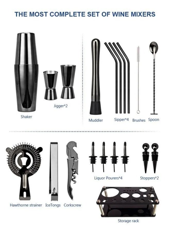 APEX 23-Piece Boston Cocktail Shaker Bar Set Gunmetal Plated Bartender Kit Cocktail Shaker Set Black Cocktail Kit with Mixology Bartender Kit Bar Accessories Bartending Kit Cocktail Set With Shaker - Image 5
