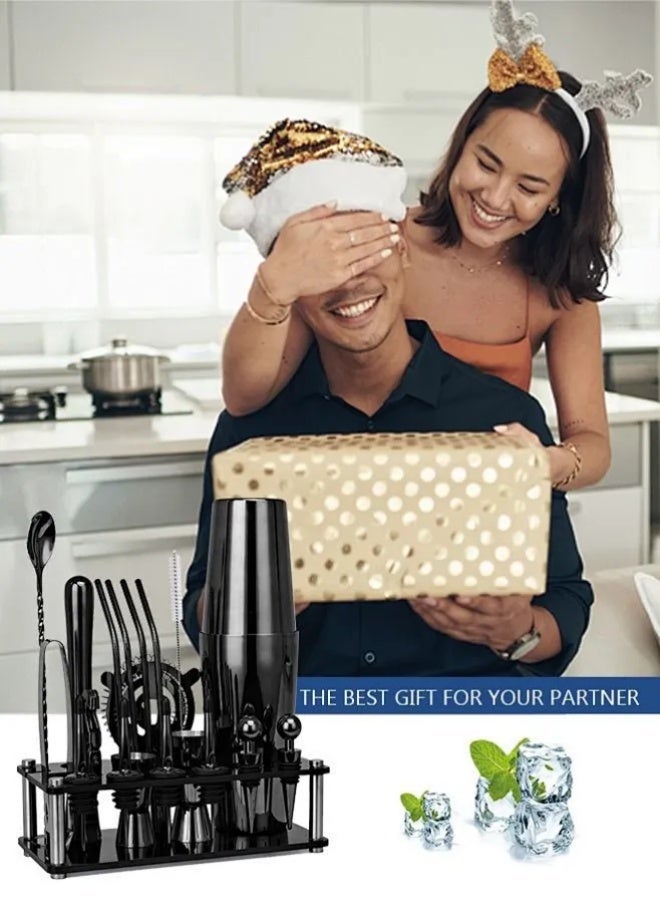 APEX 23-Piece Boston Cocktail Shaker Bar Set Gunmetal Plated Bartender Kit Cocktail Shaker Set Black Cocktail Kit with Mixology Bartender Kit Bar Accessories Bartending Kit Cocktail Set With Shaker - Image 4