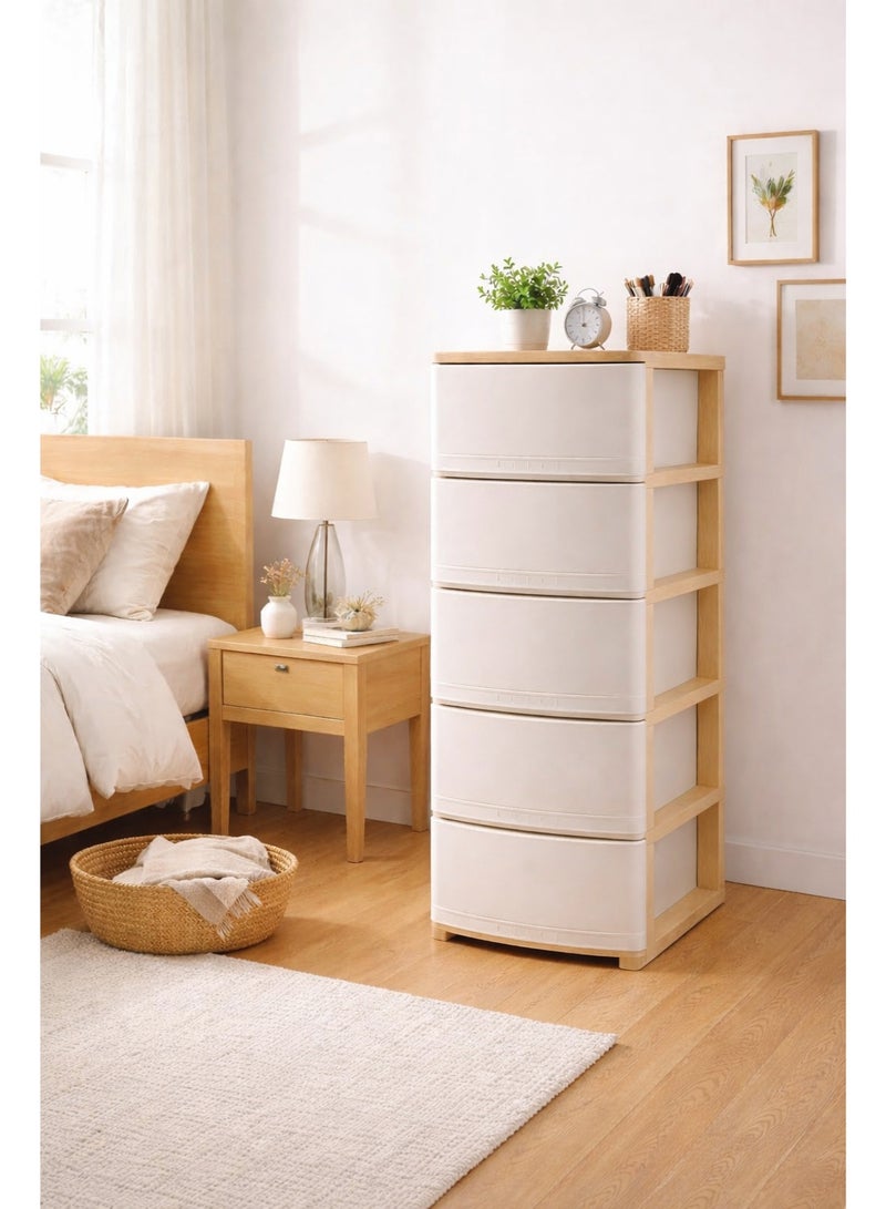 المفرج أدراج تخزين بلاستيك 5 ارفف متعددة الألوان 42×34×104سم - Image 1