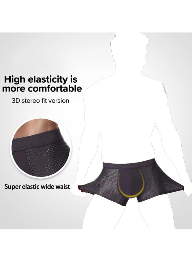 CMGTYYD Fiber Boxer Briefs for Men - Cool Ice Silk Breathable Underwear with 3D U Convex Design, Soft Fast-Dry Boxer Shorts, High-Quality Comfortable Men’s Underwear, Available in 4-Pack, XXXL - Image 2
