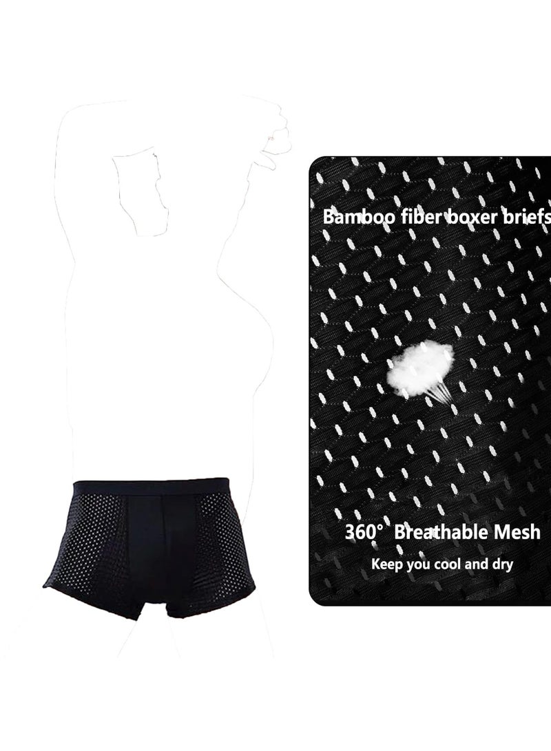 CMGTYYD Fiber Boxer Briefs for Men - Cool Ice Silk Breathable Underwear with 3D U Convex Design, Soft Fast-Dry Boxer Shorts, High-Quality Comfortable Men’s Underwear, Available in 4-Pack, XXXL - Image 4