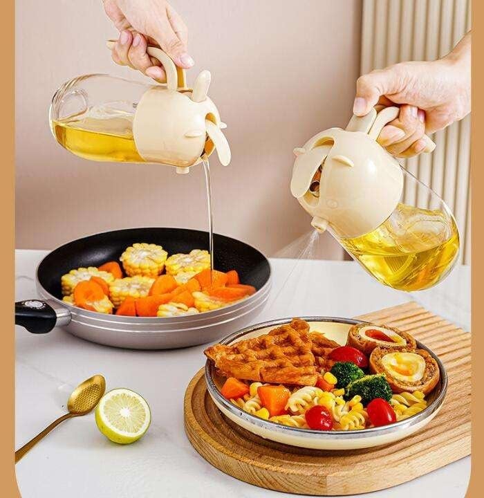 NISHIV Kitchen Glass Oil Dispenser Bottle 2 in 1 Olive Oil Dispenser and Oil Sprayer for Cooking LeakProof and ClogProof Design for Exceptional Performance Modern Aesthetics - Image 2