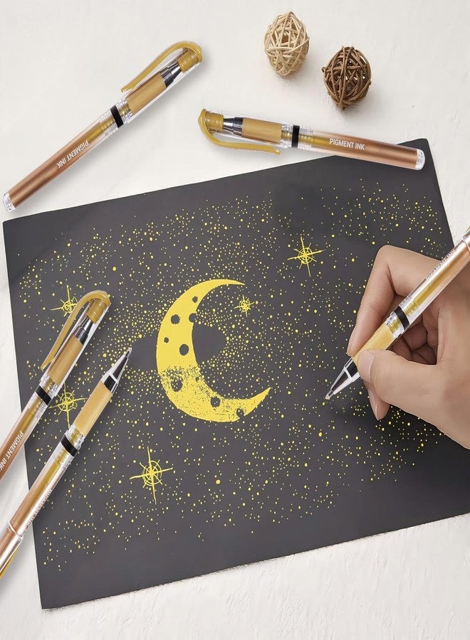 أقلام جل ذهبية من IOMDRWU، مجموعة أقلام حبر جل ذهبية 1.0 مم، حبر معتم، للكتابة، الرسم على الورق الأسود، التخطيط، صناعة البطاقات، إبراز الأعمال الفنية ورسم الفنانين، عبوة من 3 أقلام - Image 4