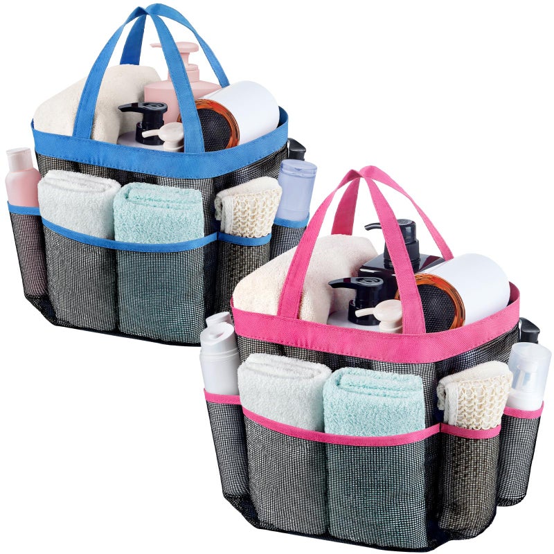 Attmu 2 Pack Mesh Shower Caddy Portable, Quick Dry Hanging Shower Tote Bag for College Dorm Room Essentials, Large Capacity Shower Caddy Dorm for Bathroom Gym Swimming - Image 1
