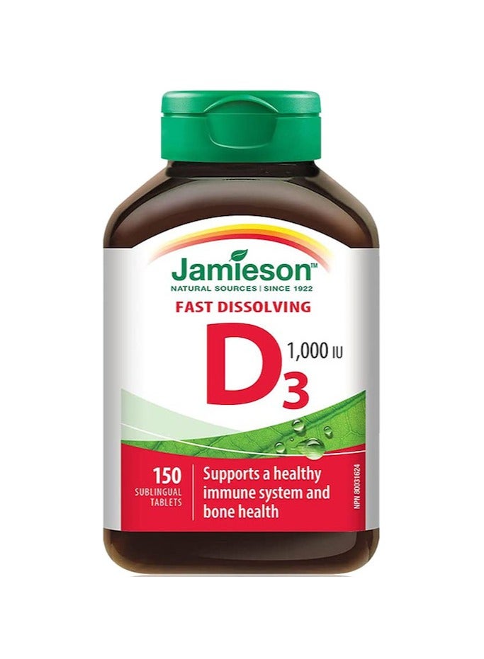 جاميسون جيميسون فيتامين D3 1,000 وحدة دولية أقراص سريعة الذوبان، 150 حبة تحت اللسان