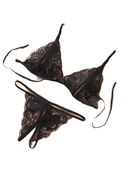 2pcs lace underwear set thong two piece underwear set