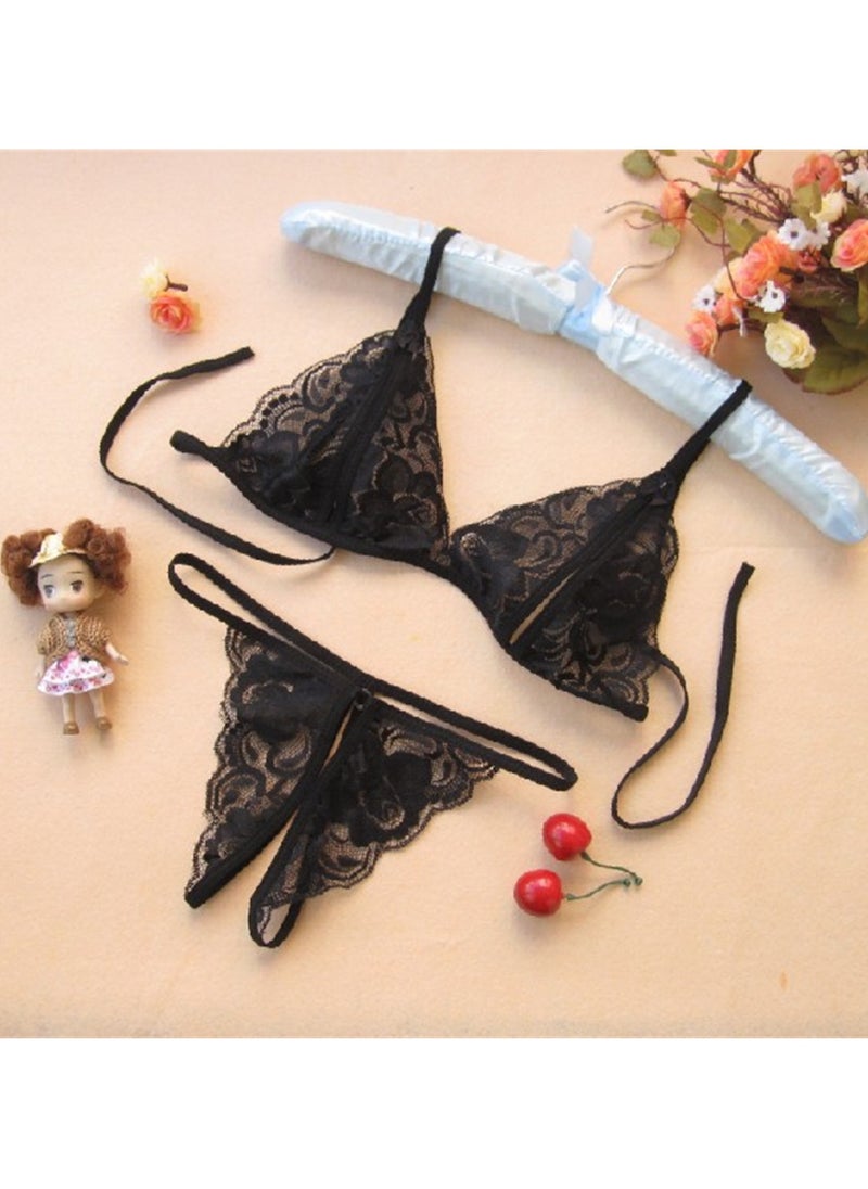 2pcs lace underwear set thong two piece underwear set