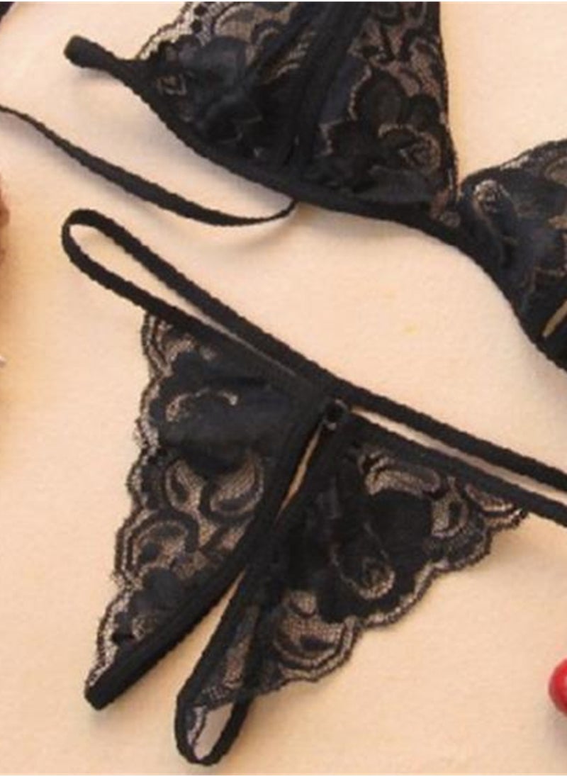 2pcs lace underwear set thong two piece underwear set