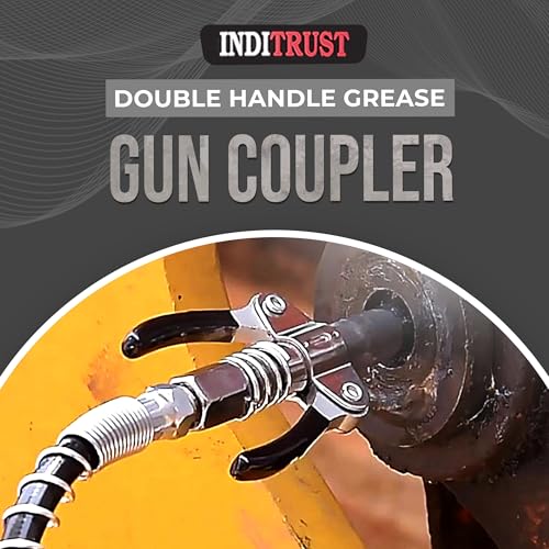 Inditrust 2pc Double handle Grease Gun Coupler with 1pc 30cm Hose 10000 PSI compatible with All Grease Guns 1/8" - Image 3
