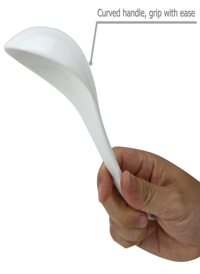 EIKS Large Ceramic Soup Ladles Spoon, 10 inch Long and Bright White, Working for Serving Cooking Stirring Scooping in Home Kitchen Restaurant Cookware - Image 2