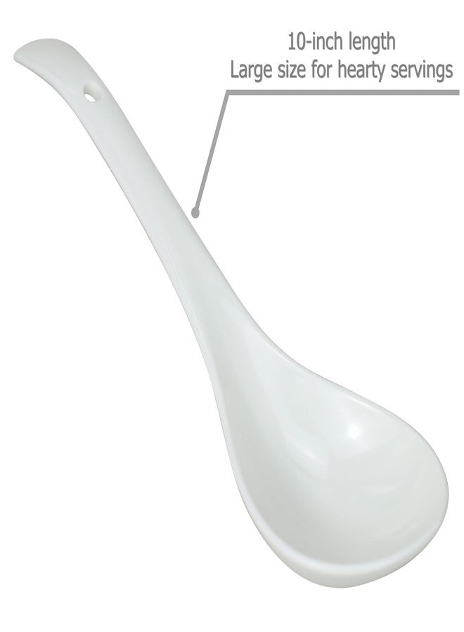 EIKS Large Ceramic Soup Ladles Spoon, 10 inch Long and Bright White, Working for Serving Cooking Stirring Scooping in Home Kitchen Restaurant Cookware - Image 4