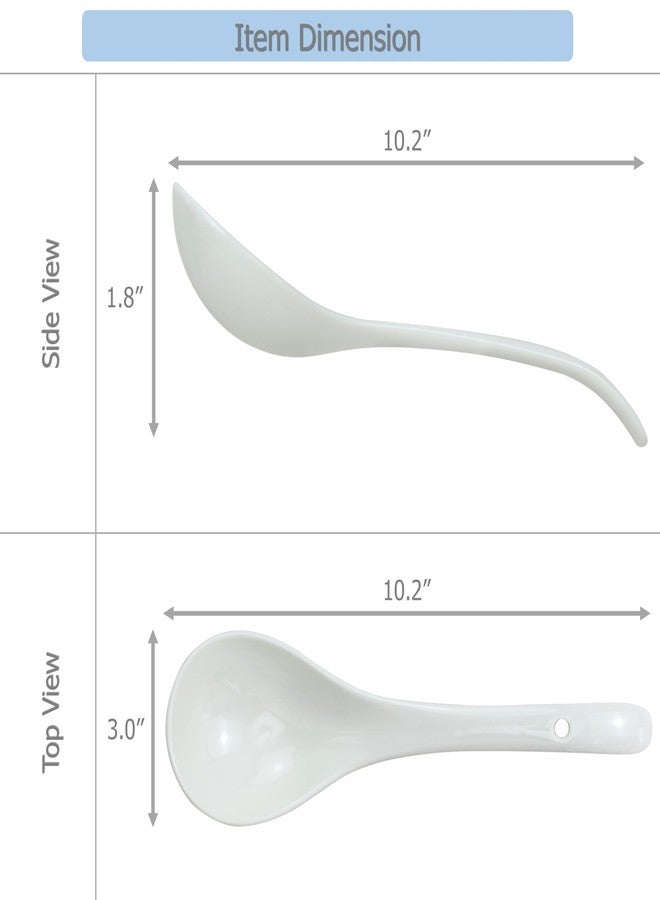 EIKS Large Ceramic Soup Ladles Spoon, 10 inch Long and Bright White, Working for Serving Cooking Stirring Scooping in Home Kitchen Restaurant Cookware - Image 3