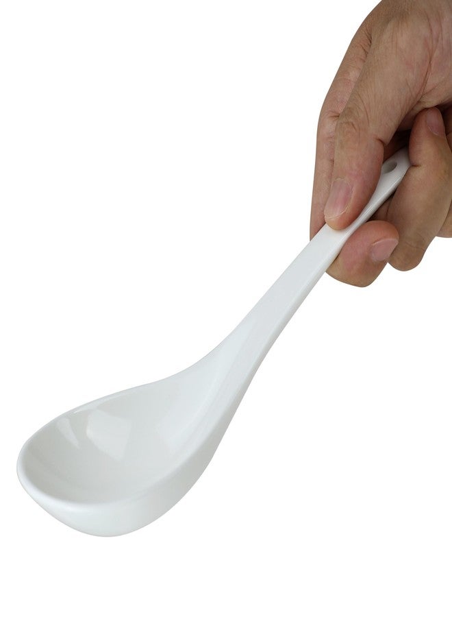 EIKS Large Ceramic Soup Ladles Spoon, 10 inch Long and Bright White, Working for Serving Cooking Stirring Scooping in Home Kitchen Restaurant Cookware - Image 1