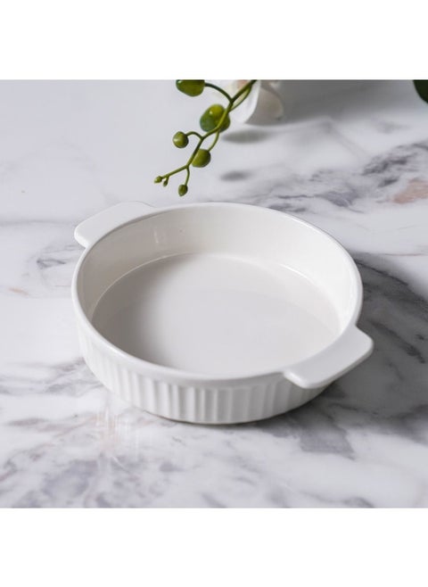 Serax Porcelain Round Baking Dish for Baking Souffle Pudding Unique Design For Kitchen Hotel Restaurant Banquet and Daily Use 20.1X17.1X4.5CM