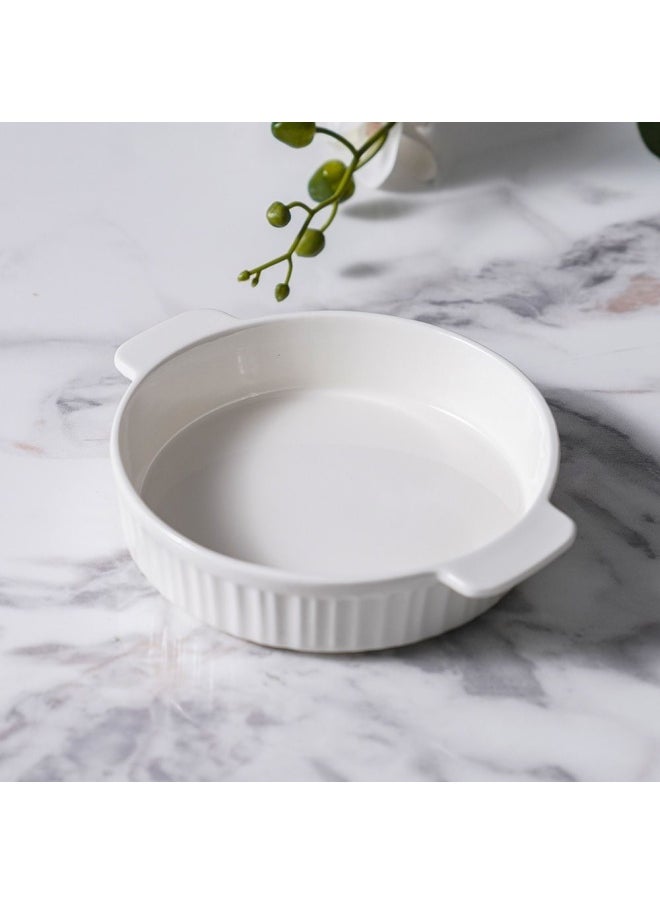 DANUBE HOME Serax Porcelain Round Baking Dish for Baking Souffle Pudding Unique Design For Kitchen Hotel Restaurant Banquet and Daily Use 20.1X17.1X4.5CM  - Image 1