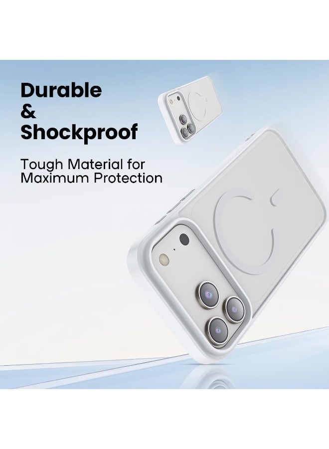 ACLIX Matte Magnetic Case for iPhone 17 Pro, Compatible with MagSafe, Plating Luxury Cover, Matte Soft TPU Shockproof Protective Phone Case | White - Image 5