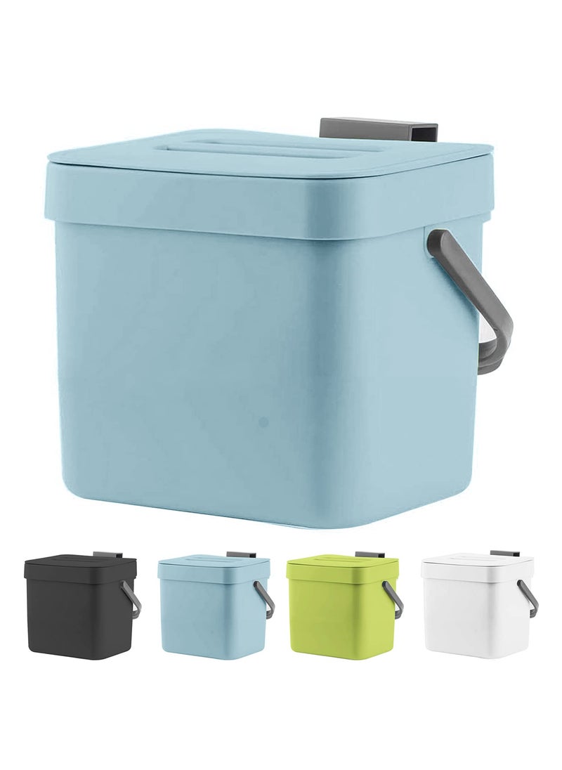 LALASTAR LALASTAR Kitchen Compost Bin Hanging Trash Can with Lid for Kitchen Cabinet Door Under Sink Wall Mounted Waste Bin for Bathroom 18 Gallon Blue 