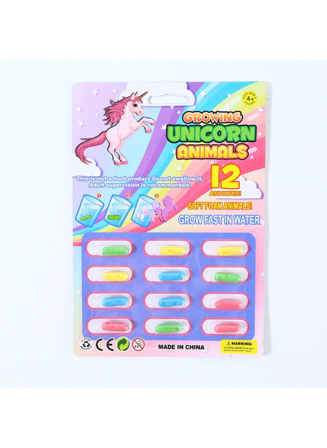 Water-soaking Expansion Capsule Bath Toy Water-absorbing Sponge Becomes Bigger When Exposed To Water Dinosaur Small Animal Children Baby Puzzle-Color:Unicorn Series  - Image 1