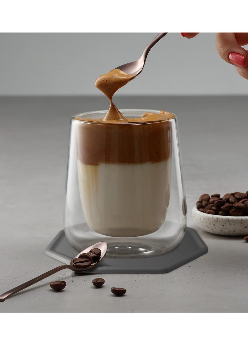 Excefore Silicone Round Drinks Coaster, for Coffee Tea, Silicone Coasters, 4 Pcs Silicone Non-Slip Washable Cup Mats Coaster for Drinks Home and Outdoor (Grey) - Image 3