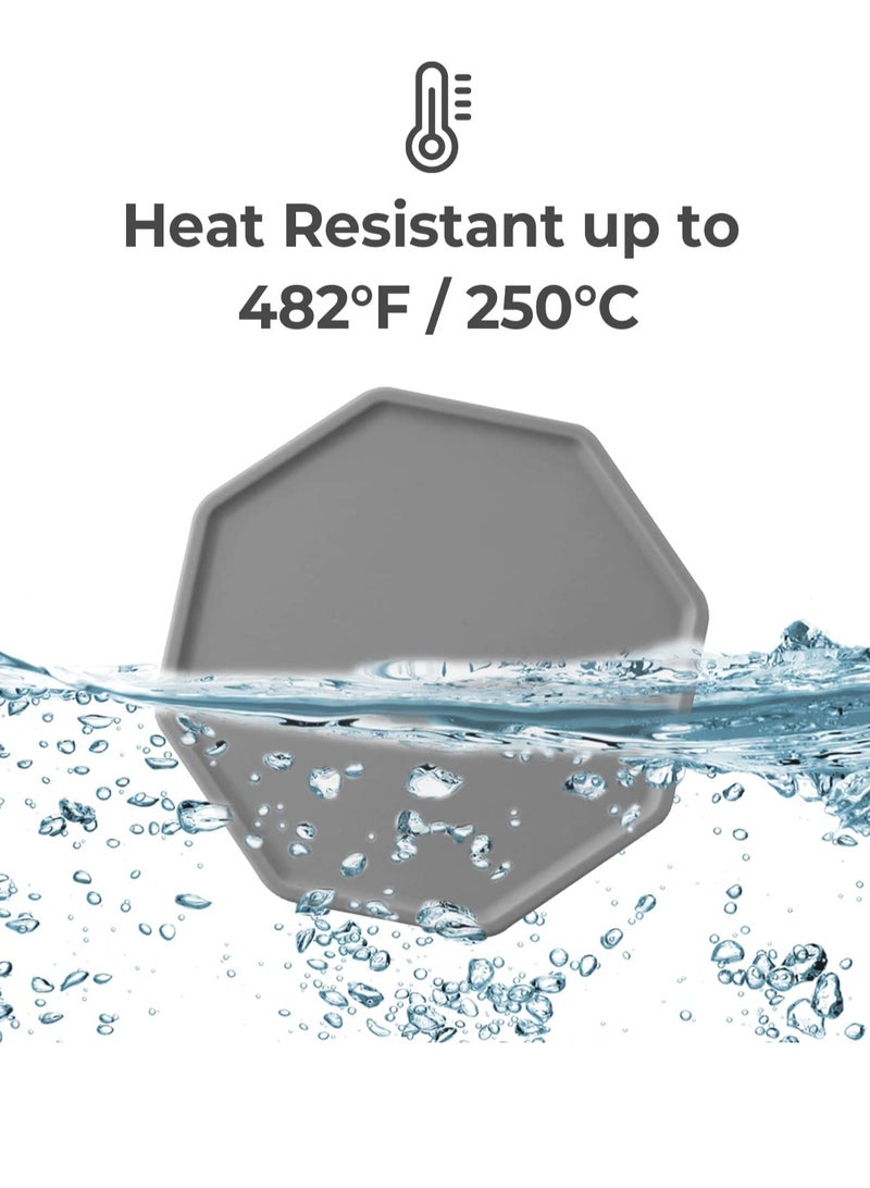 Excefore Silicone Round Drinks Coaster, for Coffee Tea, Silicone Coasters, 4 Pcs Silicone Non-Slip Washable Cup Mats Coaster for Drinks Home and Outdoor (Grey) - Image 4