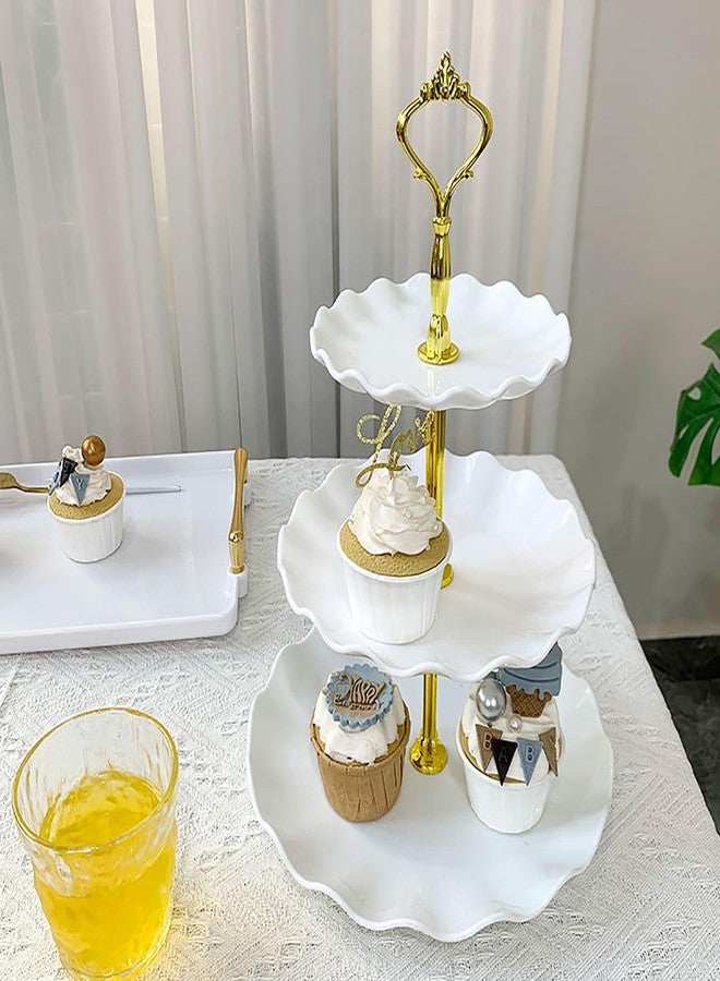 Hazyore 2 PCS 3 Tier Cupcake Stand Holder, Plastic Cupcake Holder Towel with Multiple Layers of Trays, Used for Cupcakes, Donuts, Fruits, Etc., White (White+Pink) - Image 5