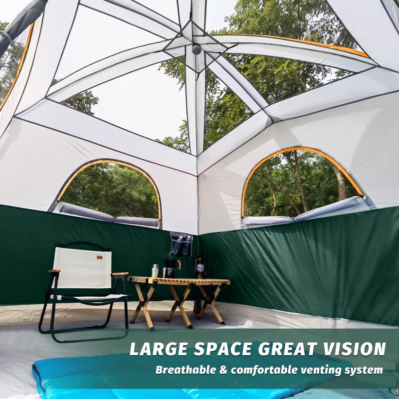 UNP Tents 6 Person Waterproof Windproof Easy Setup,Double Layer Family Camping Tent with 1 Mesh Door & 5 Large Mesh Windows -10'X9'X78in(H) (Dark Green) - Image 4