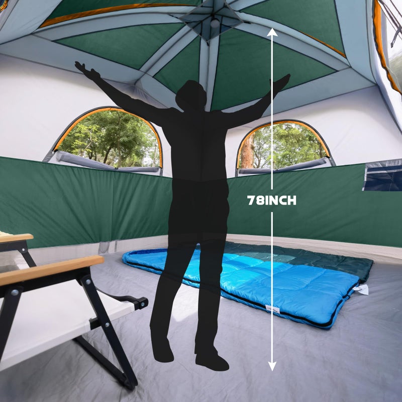 UNP Tents 6 Person Waterproof Windproof Easy Setup,Double Layer Family Camping Tent with 1 Mesh Door & 5 Large Mesh Windows -10'X9'X78in(H) (Dark Green) - Image 3