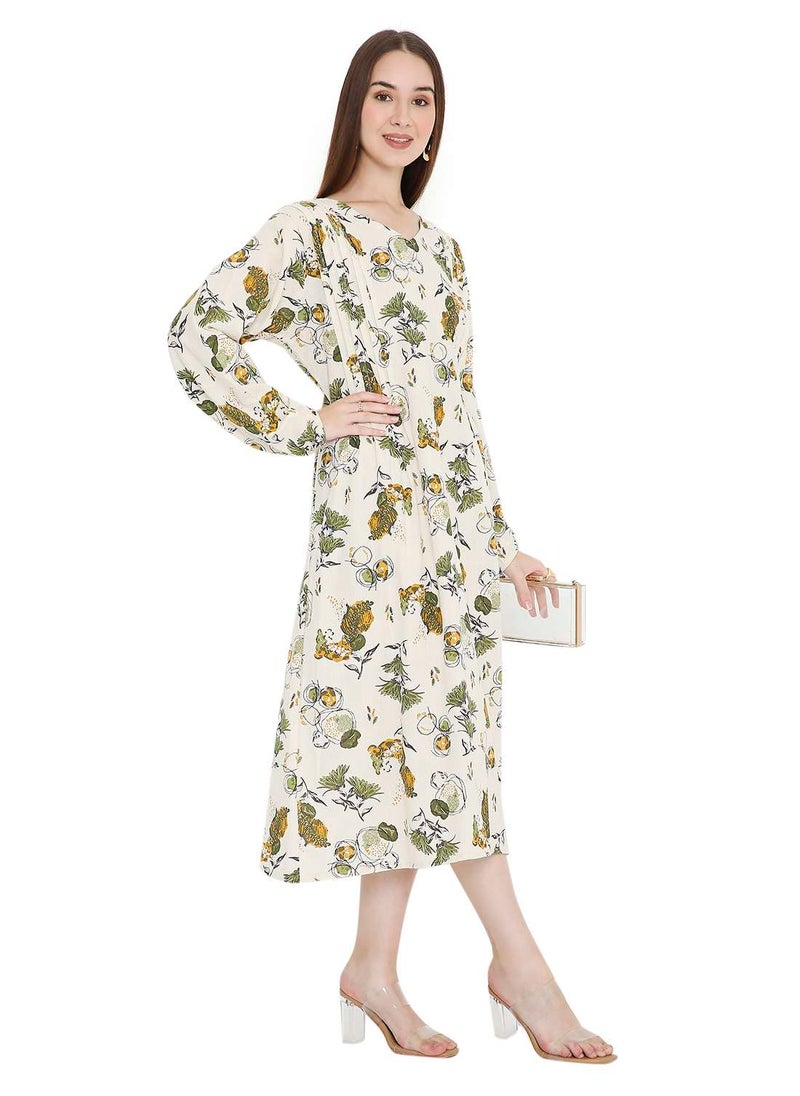 HANA & SARA HIGH QUALITY SHORT PRINTED FARASHA ARABIC KAFTAN JALABIYA DRESS  - Image 1