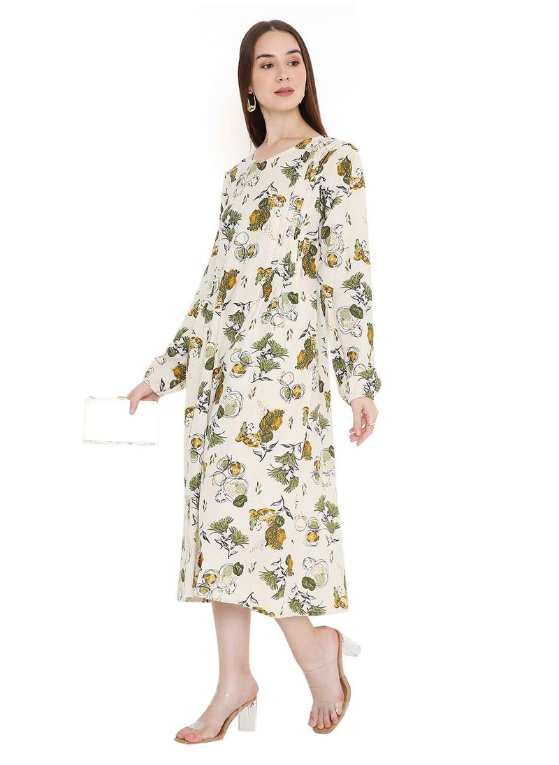 HANA & SARA HIGH QUALITY SHORT PRINTED FARASHA ARABIC KAFTAN JALABIYA DRESS  - Image 5