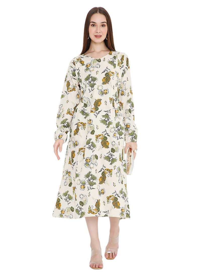 HANA & SARA HIGH QUALITY SHORT PRINTED FARASHA ARABIC KAFTAN JALABIYA DRESS  - Image 4