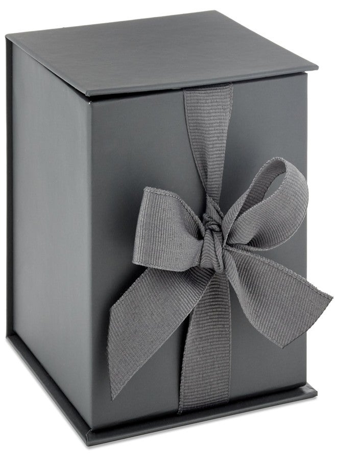 Hallmark Small Gift Box with Bow and Shredded Paper Fill (Gray 4 inch Gift Box) for Weddings, Graduations, Birthdays, Father's Day, Groomsmen Gifts, All Occasion - Image 1