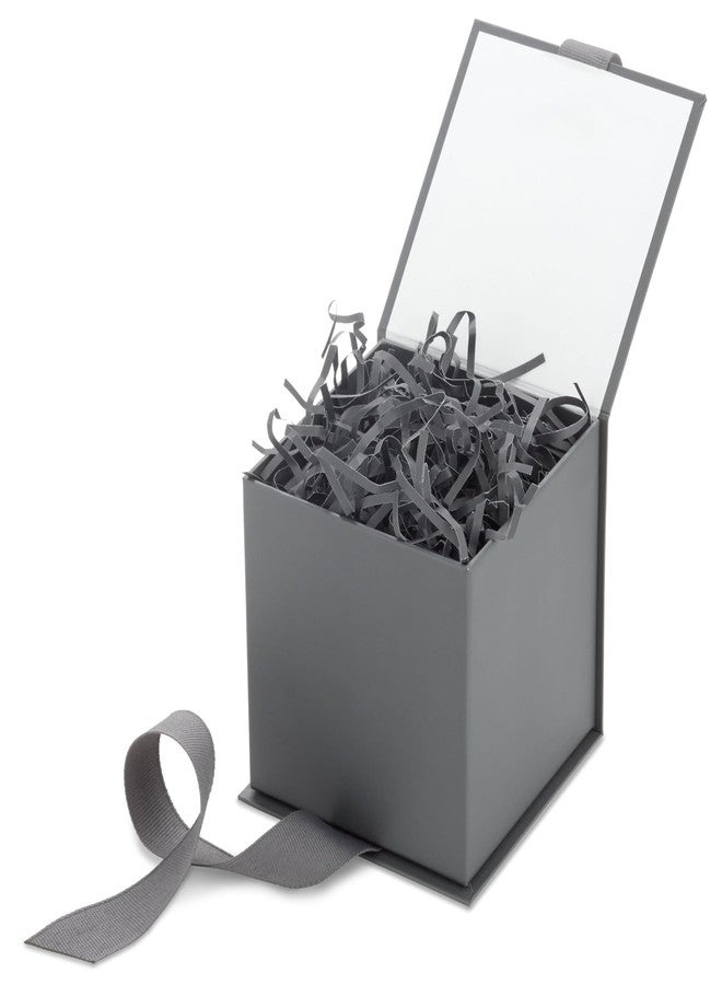 Hallmark Small Gift Box with Bow and Shredded Paper Fill (Gray 4 inch Gift Box) for Weddings, Graduations, Birthdays, Father's Day, Groomsmen Gifts, All Occasion - Image 3