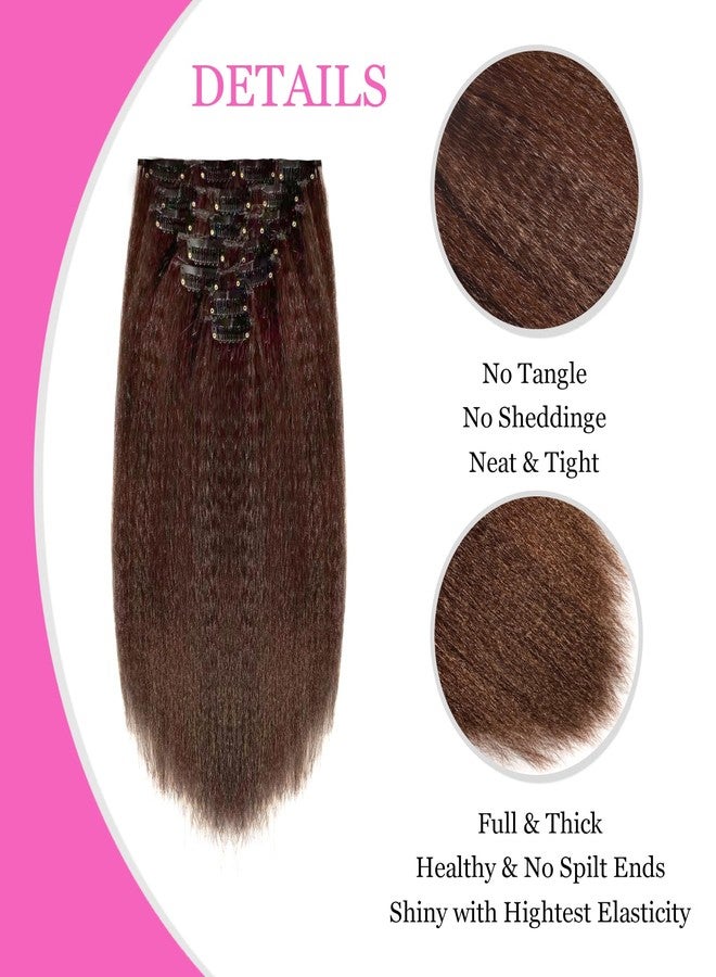 Vlliyava 14 Inch 4# Yaki Kinky Straight Clip in Hair Extensions - 7 PCs 100g Seamless Synthetic Hair for Black Women - Image 4