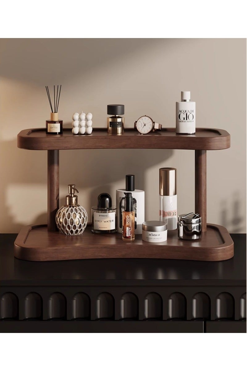 منظم كولونيا خشبي للرجال، منظم عطور خشبي للرجال، رفوف عرض العطور ذات طبقتين، منظم حامل عطور للرجال، رف عطور للشموع ومستحضرات التجميل - Image 1