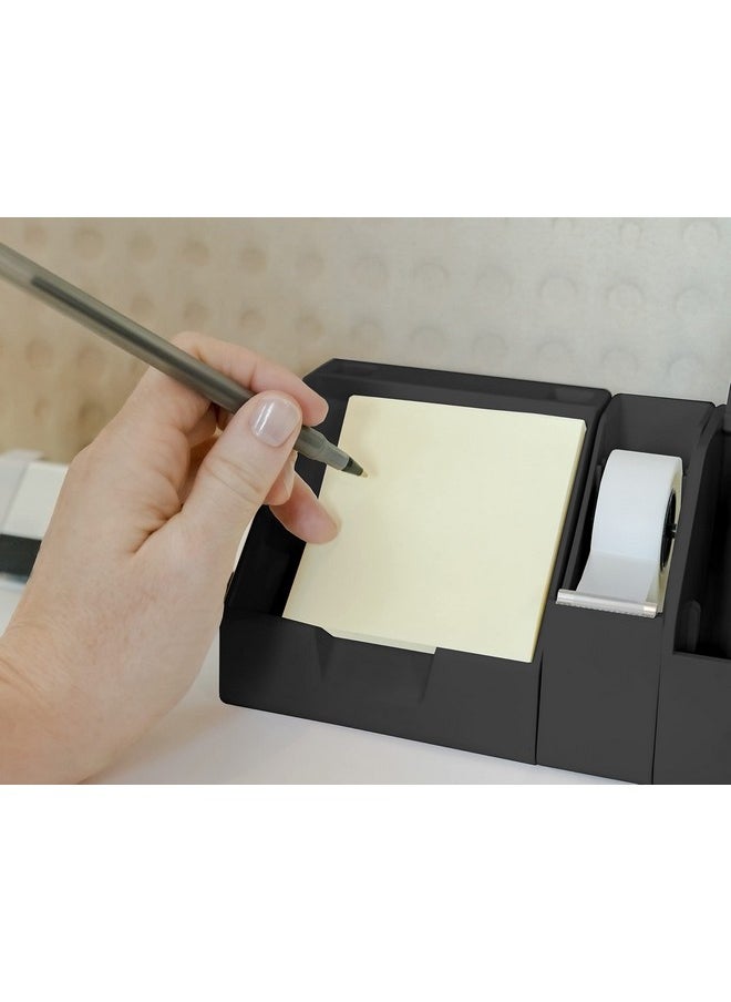 Bostitch Office Konnect Sticky Note Holder + Business Card Stand, Includes Pen Holders, Black  - Image 2
