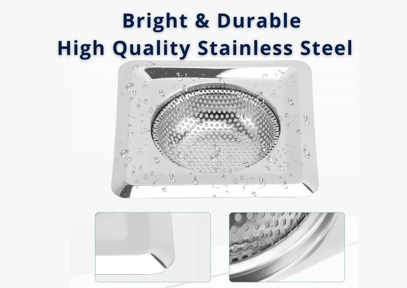 KitchenFest® Rustproof Stainless Steel Drain Strainer for Kitchen Sink Square Shape Jali, Food Waste Debris Anti Clogging Basin Filter Basket, 11.5cm, 1 Pcs - Image 5