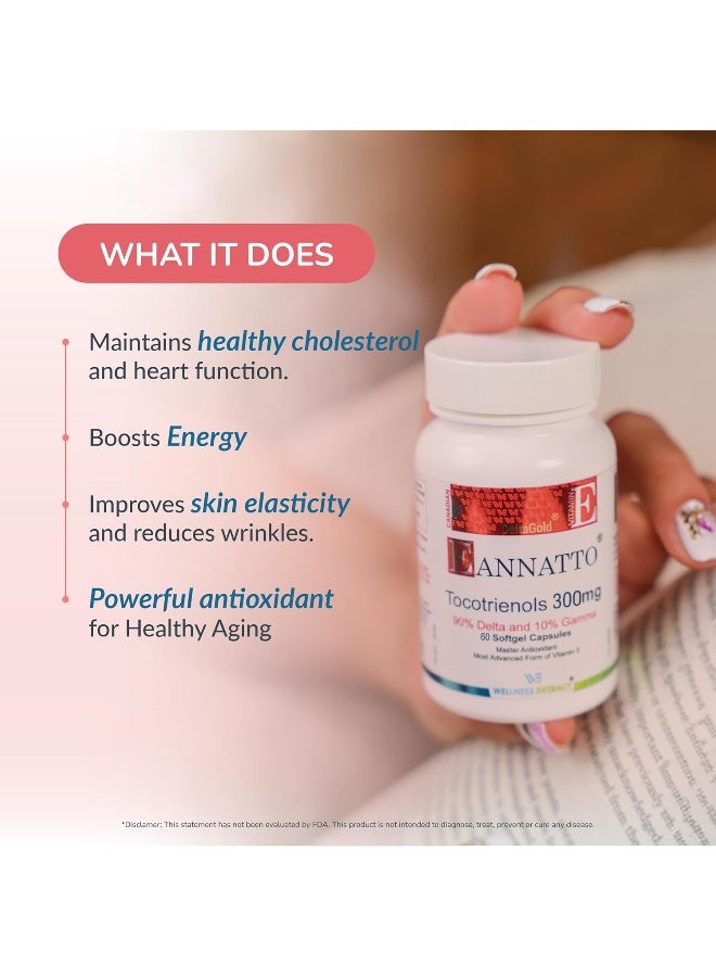 WELLNESS EXTRACT Eannatto Tocotrienols Deltagold Vitamin E Supplements Softgels, Tocopherol Free, Supports Immune Health, Non-GMO, Gluten Free & Antioxidant (300MG 60 Softgels) - Image 4