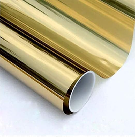S-Sia Vendors-Good Purchase Good Care SIA VENDORS One Way Mirror Window Film Mirror Heat Insulation Heat Control Privacy Film Glass Building for Home and Office Tint 20 X 60 Inch Gold
