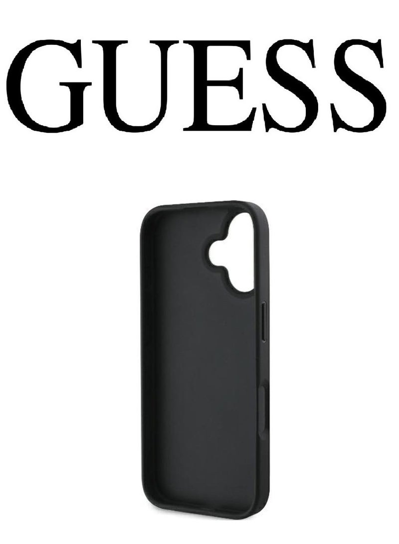 IPhone 16 cover, with a logo and a leather design approved by the global brand Guess. From CG-MOBILE. In Black