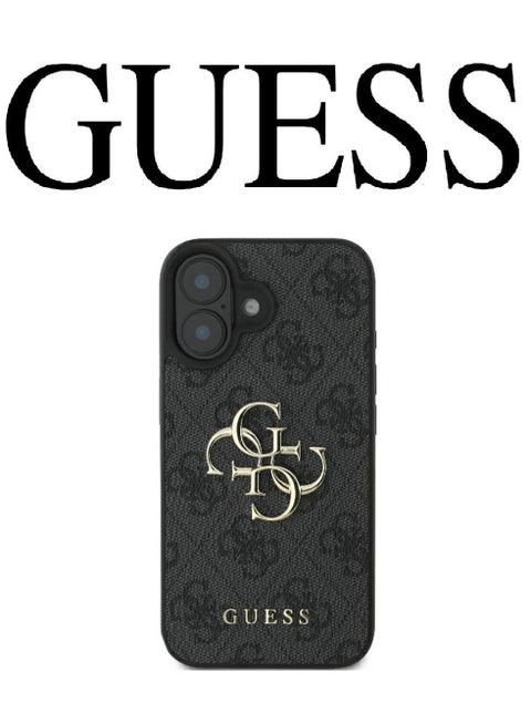 IPhone 16 cover, with a logo and a leather design approved by the global brand Guess. From CG-MOBILE. In Black