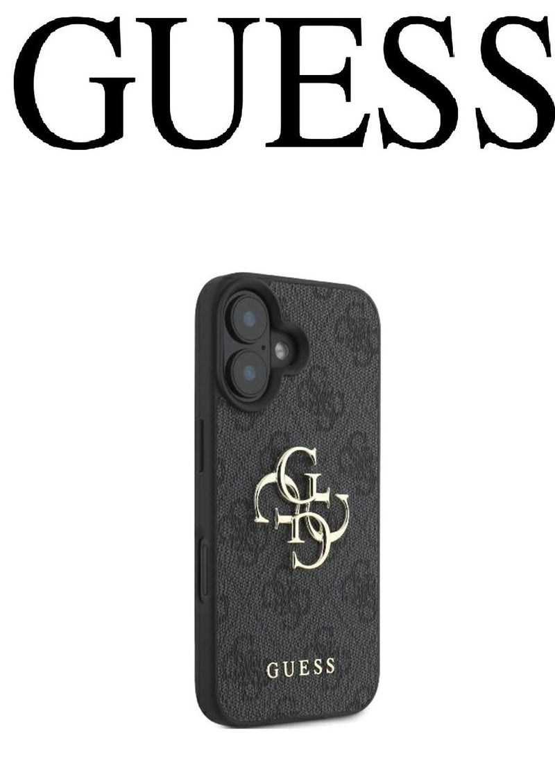 CG MOBILE IPhone 16 cover, with a logo and a leather design approved by the global brand Guess. From CG-MOBILE. In Black  - Image 3