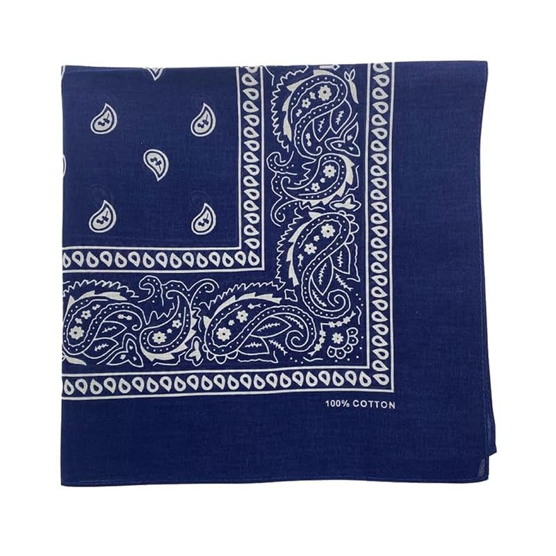 DIKHAWA Unisex Soft Breathable Cotton Paisley Printed Cowboy Bandanas,Headband,Scarf (NAVY_50CM X 50CM_Pack of 1), Blue - Image 1