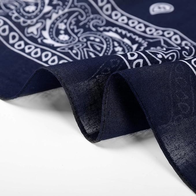 DIKHAWA Unisex Soft Breathable Cotton Paisley Printed Cowboy Bandanas,Headband,Scarf (NAVY_50CM X 50CM_Pack of 1), Blue - Image 4
