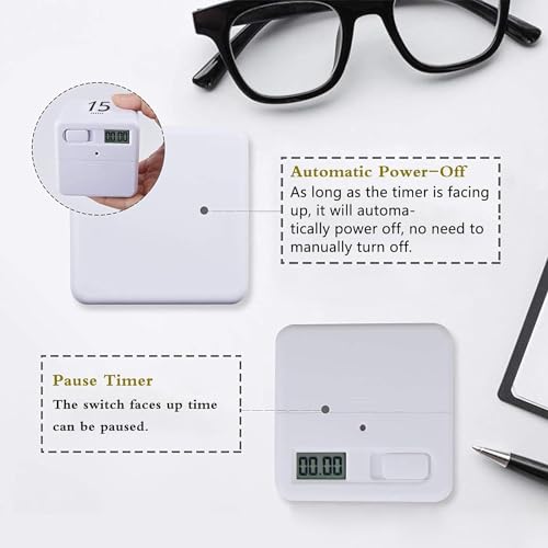 Leeonz Cube Timer, Time, Kitchen Timer Kids Timer for ADHD Productivity Workout Flip Timer Classroom for StudyTime Countdown Management Settings 5/15 / 25/45 Minutes - White - Image 5