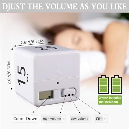 Leeonz Cube Timer, Time, Kitchen Timer Kids Timer for ADHD Productivity Workout Flip Timer Classroom for StudyTime Countdown Management Settings 5/15 / 25/45 Minutes - White - Image 4