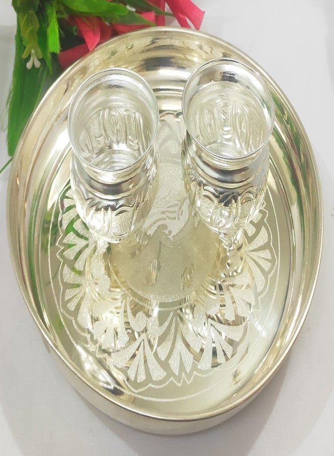 Samukkara Fashions German Silver Sindoor Bowls with Stand Laser Flower Design Plate 8 Inch (Pack of 3)/ kumkum Box/Welcome Set/Chandal Bowl/Haldi and kumkum Bowl - Image 2